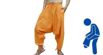 pantalones cagados hombre naranja